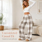 ☁️ Cozy Everyday Comfort | Women's Plush Plaid Wide-Leg Pants