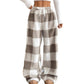 ☁️ Cozy Everyday Comfort | Women's Plush Plaid Wide-Leg Pants
