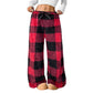 ☁️ Cozy Everyday Comfort | Women's Plush Plaid Wide-Leg Pants