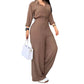 ✨ Flattering One-Piece Style | Women's Tie-Waist Wide-Leg Shirt Jumpsuit