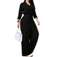 ✨ Flattering One-Piece Style | Women's Tie-Waist Wide-Leg Shirt Jumpsuit
