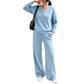 ✨ Effortless Everyday Comfort | Women's Relaxed Top & Wide-Leg Pants 2-Piece Set