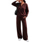 ✨ Effortless Everyday Comfort | Women's Relaxed Top & Wide-Leg Pants 2-Piece Set