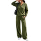 ✨ Effortless Everyday Comfort | Women's Relaxed Top & Wide-Leg Pants 2-Piece Set