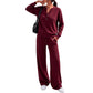 ✨ Effortless Everyday Comfort | Women's Relaxed Top & Wide-Leg Pants 2-Piece Set