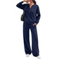 ✨ Effortless Everyday Comfort | Women's Relaxed Top & Wide-Leg Pants 2-Piece Set