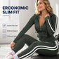 ✨ Sporty Everyday Comfort | Women's Striped Zip-Up Hoodie & Pants 2-Piece Set