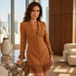 ✨ Feminine Statement Style | Women's Ruffle-Sleeve Fringe Midi Dress