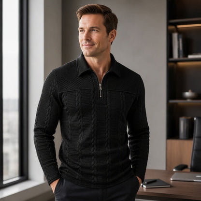✨ Elevated Everyday Comfort | Men's Textured Half-Zip Long-Sleeve Shirt