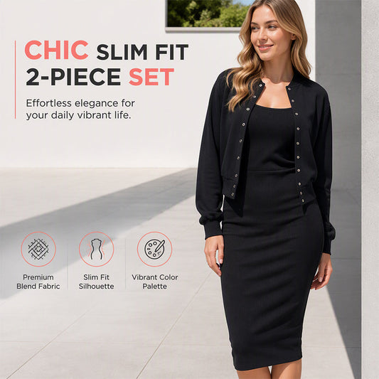 ✨ Two Pieces, Instant Polish | Women's Camisole Dress & Cropped Jacket Set