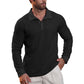 ✨ Elevated Everyday Comfort | Men's Waffle-Knit Collared Long-Sleeve Top