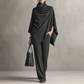 ✨ Elevated Comfort | Women's Cowl-Neck Cape & Wide-Leg Pants 2-Piece Set
