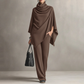✨ Elevated Comfort | Women's Cowl-Neck Cape & Wide-Leg Pants 2-Piece Set