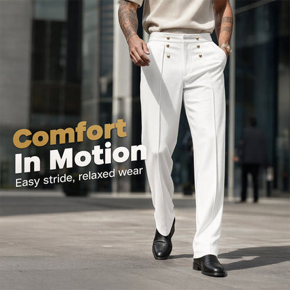 ✨ Polished Everyday Style | Men's Double-Button Straight-Leg Dress Pants
