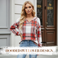 🍂 Easy Everyday Comfort | Women's Plaid Hooded Drawstring V-Neck Shirt