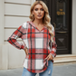 🍂 Easy Everyday Comfort | Women's Plaid Hooded Drawstring V-Neck Shirt