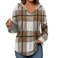 🍂 Easy Everyday Comfort | Women's Plaid Hooded Drawstring V-Neck Shirt