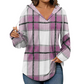 🍂 Easy Everyday Comfort | Women's Plaid Hooded Drawstring V-Neck Shirt