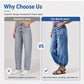 ✨ Flattering Denim Style | Women's High-Waisted Adjustable-Hem Barrel Jeans