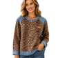🐆 Retro Statement Style | Women's Leopard Print Denim-Patchwork Sweatshirt
