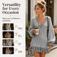✨ Feminine Knit Style | Women's V-Neck Lantern-Sleeve Knit Dress