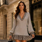 ✨ Feminine Knit Style | Women's V-Neck Lantern-Sleeve Knit Dress