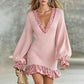 ✨ Feminine Knit Style | Women's V-Neck Lantern-Sleeve Knit Dress