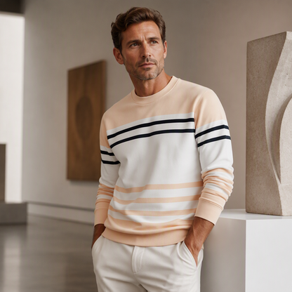 ✨ Easy Everyday Style | Men's Striped Colorblock Long-Sleeve Sweatshirt