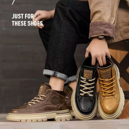 🥾 Timeless Rugged Style | Men's Vintage PU Leather Ankle Boots