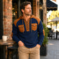 ✨ Rugged Everyday Comfort | Men's Lace-Up Waffle-Knit Hooded Sweatshirt