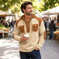 ✨ Rugged Everyday Comfort | Men's Lace-Up Waffle-Knit Hooded Sweatshirt