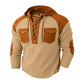 ✨ Rugged Everyday Comfort | Men's Lace-Up Waffle-Knit Hooded Sweatshirt