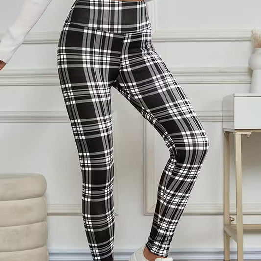 ❄️ Cozy Everyday Comfort | Women's High-Waist Thermal Plaid Leggings