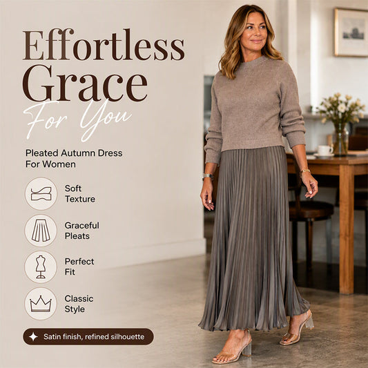 🌸 Effortless Elegance | Women's Pleated Round-Neck Maxi Dress