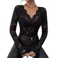 🌸 Feminine Lace Style | Women's Scalloped V-Neck Floral Lace Top
