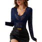 🌸 Feminine Lace Style | Women's Scalloped V-Neck Floral Lace Top