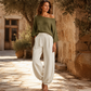 ✨ Effortless Comfort | Women's Off-Shoulder Knit Top & Casual Pants 2-Piece Set