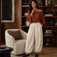 ✨ Effortless Comfort | Women's Off-Shoulder Knit Top & Casual Pants 2-Piece Set