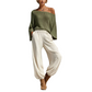 ✨ Effortless Comfort | Women's Off-Shoulder Knit Top & Casual Pants 2-Piece Set