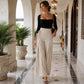 ✨ Flattering Everyday Style | Women's High-Waist Pleated Wide-Leg Pants with Side Lace-Up
