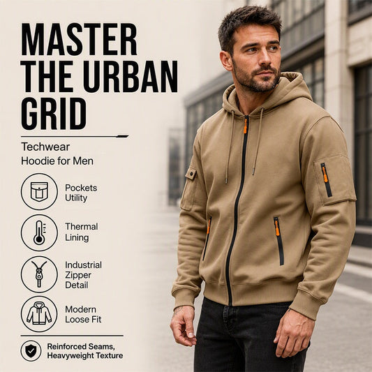 🍂 Practical Everyday Style | Men's Full-Zip Hooded Cargo Jacket ⚡ Free Shipping