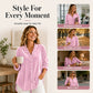 🌸 Ruffle Detail, Easy Elegance | Women's Solid-Color Ruffle-Neck Blouse