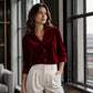🌸 Ruffle Detail, Easy Elegance | Women's Solid-Color Ruffle-Neck Blouse