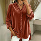 🌸 Ruffle Detail, Easy Elegance | Women's Solid-Color Ruffle-Neck Blouse