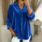 🌸 Ruffle Detail, Easy Elegance | Women's Solid-Color Ruffle-Neck Blouse