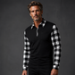 💥 Bold Contrast, Easy Layers | Men's Plaid-Panel Half-Zip Long-Sleeve Shirt