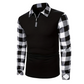 💥 Bold Contrast, Easy Layers | Men's Plaid-Panel Half-Zip Long-Sleeve Shirt