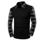 💥 Bold Contrast, Easy Layers | Men's Plaid-Panel Half-Zip Long-Sleeve Shirt