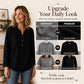 🧶 Textured Comfort | Women's Waffle-Knit Henley Long-Sleeve Top