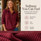 🧶 Textured Comfort | Women's Waffle-Knit Henley Long-Sleeve Top